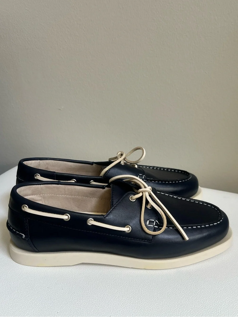 ZARA Navy Leather Boat Shoes Size 45 (12)